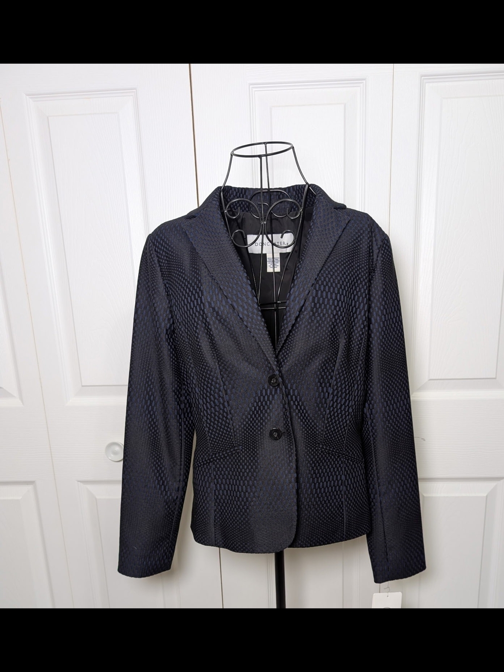 Doncaster Navy Black Textured Career Blazer Jacket Size 8